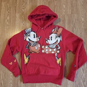 Champion X Disney Reverse Weave Mickey Minnie Mouse Hoodie Women's Size Small
